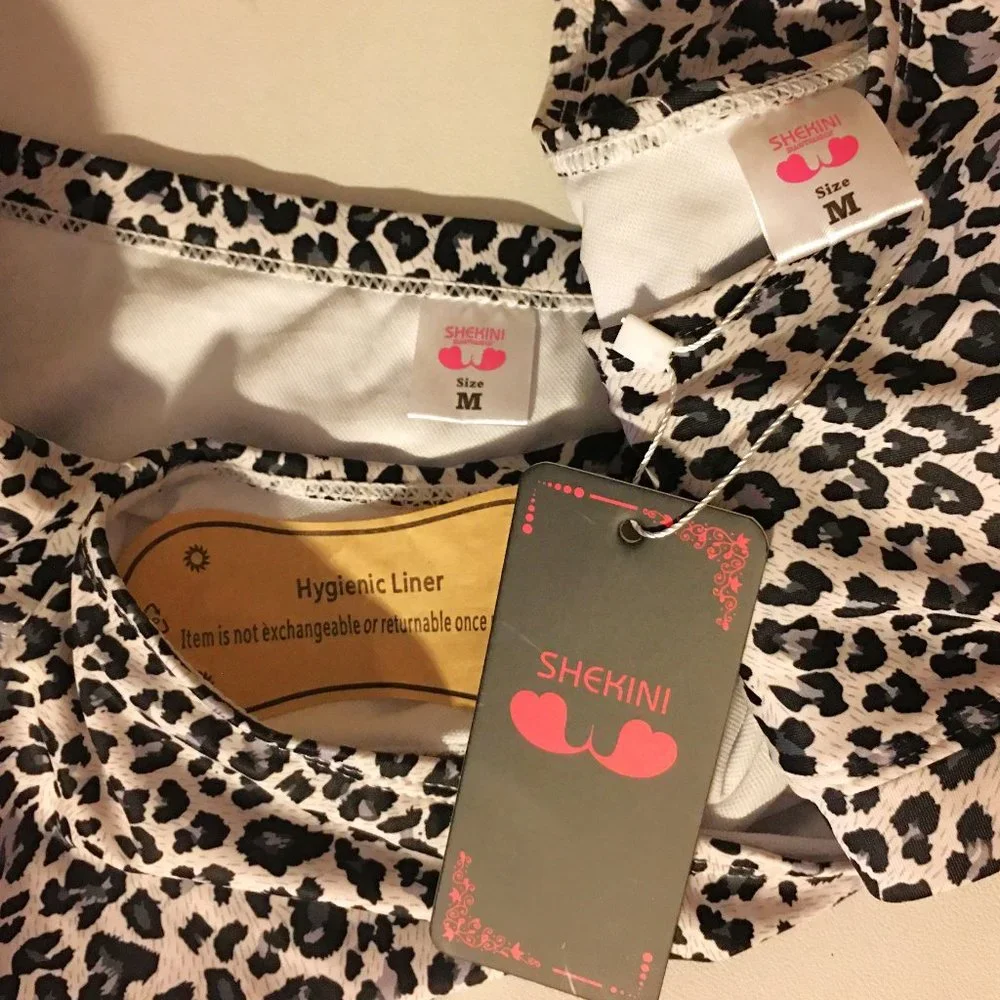 SHEKINI Leopard Print Low Scoop Crop Top High Waisted Bikini 🐆🐆 NEW WITH…